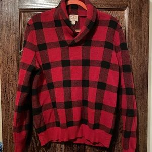 Brooks Brothers Buffalo Plaid Shawl Collar Sweater